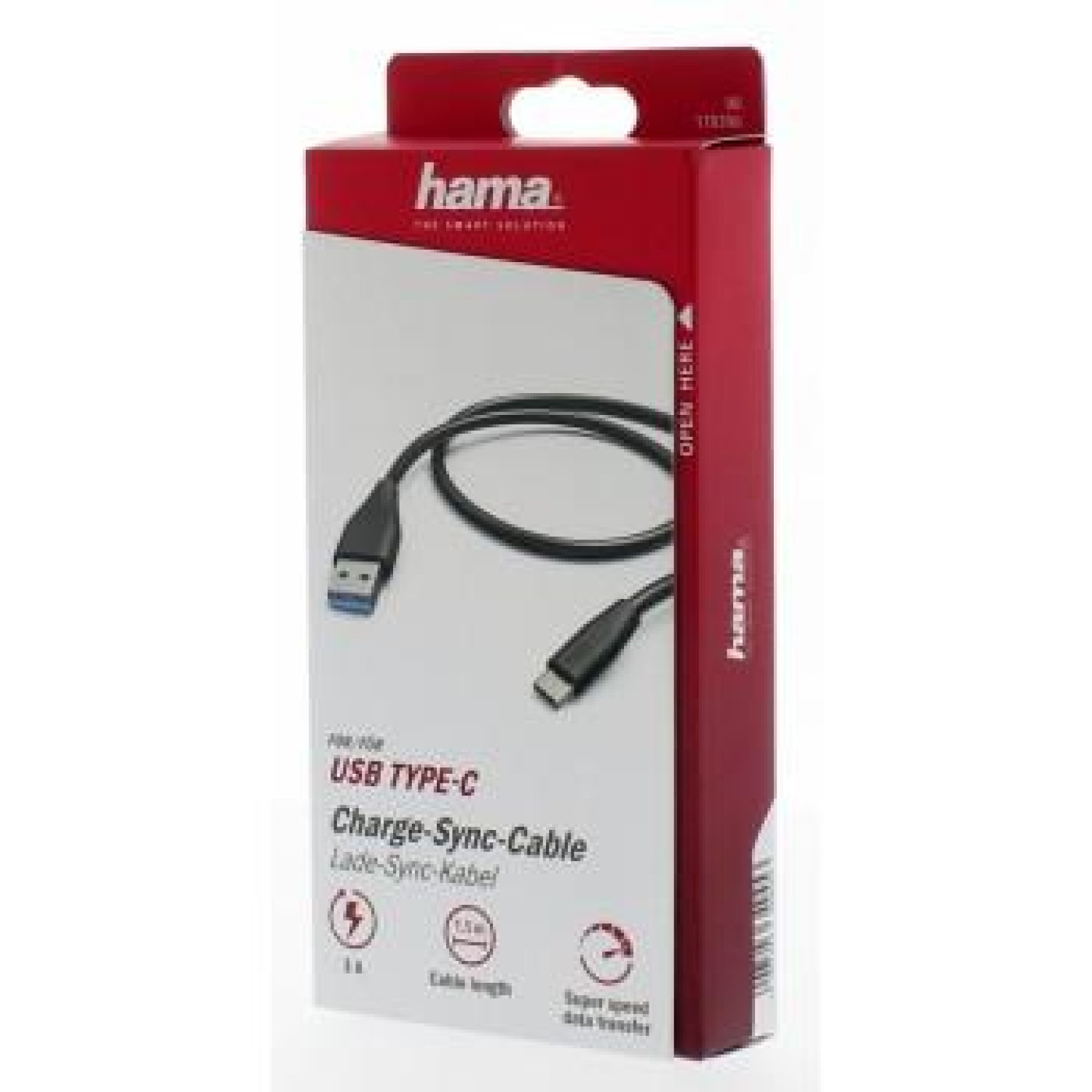 Кабел HAMA 178396 USB-C мъжко - USB 3.1 A мъжко, 5Gbit/s, 1.5 м., Черен