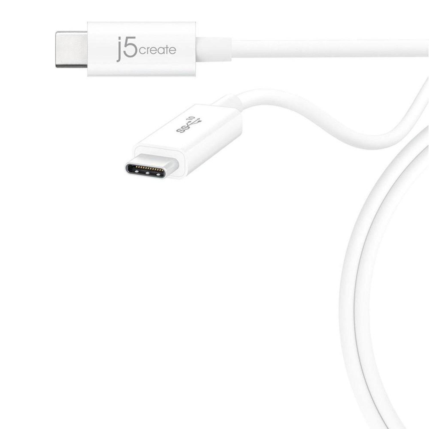 Кабел j5create JUCX01, USB-C 3.1 мъжко - USB-C мъжко,10Gb/s, Коаксиален, 70 cm, Бял