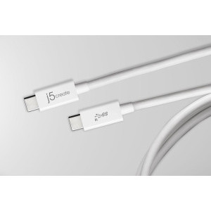 Кабел j5create JUCX01, USB-C 3.1 мъжко - USB-C мъжко,10Gb/s, Коаксиален, 70 cm, Бял