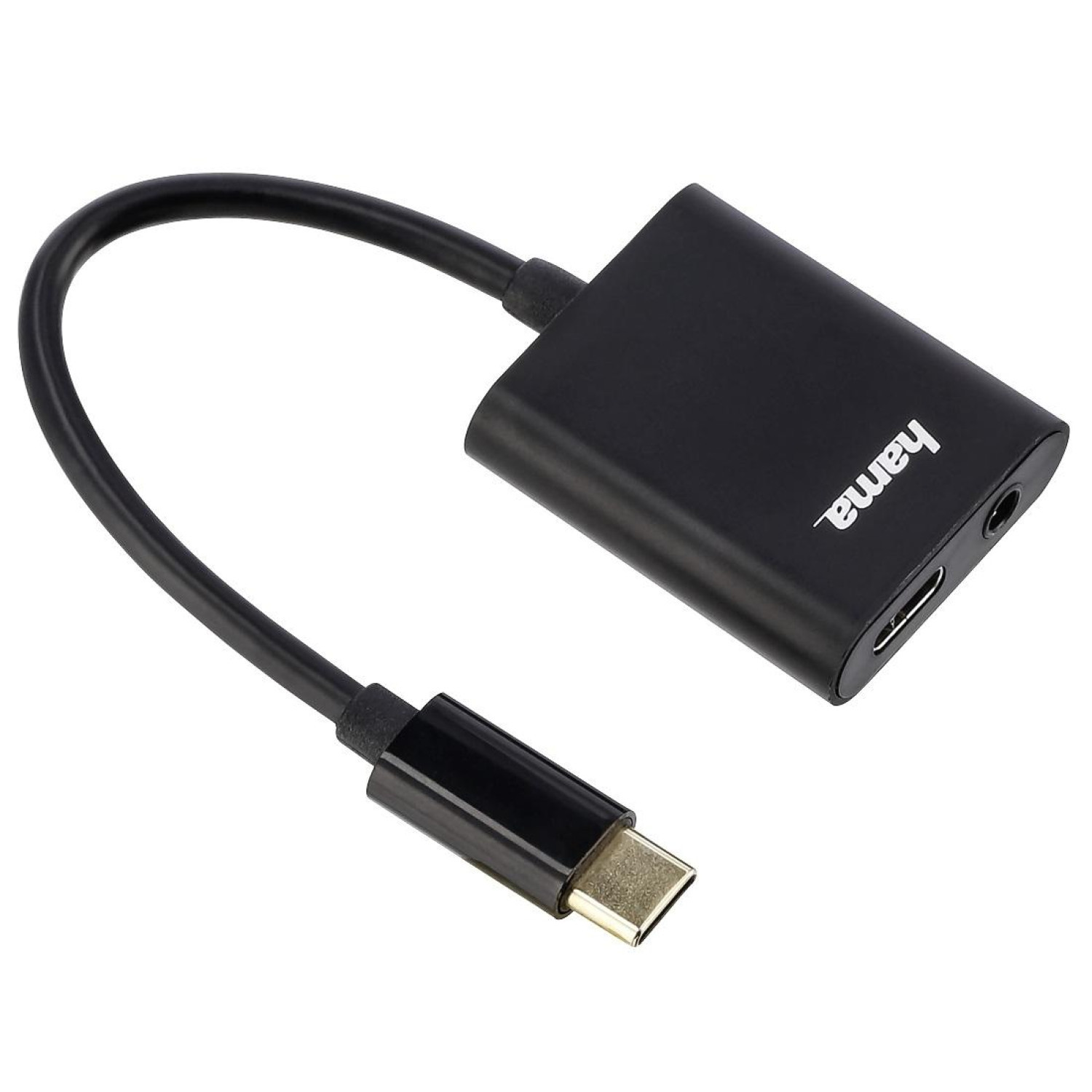 Адаптер и зарядно HAMA 135748, 2 в 1, USB-C - USB-C/3.5 мм аудио жак, Черен