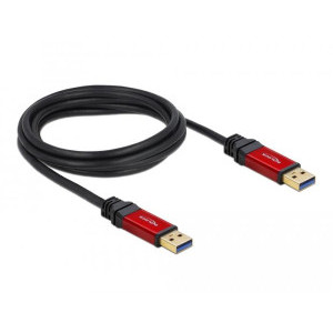 Кабел Delock 82745, USB-A мъжко - USB-А мъжко, 2 м, Premium, Екраниран, Черен
