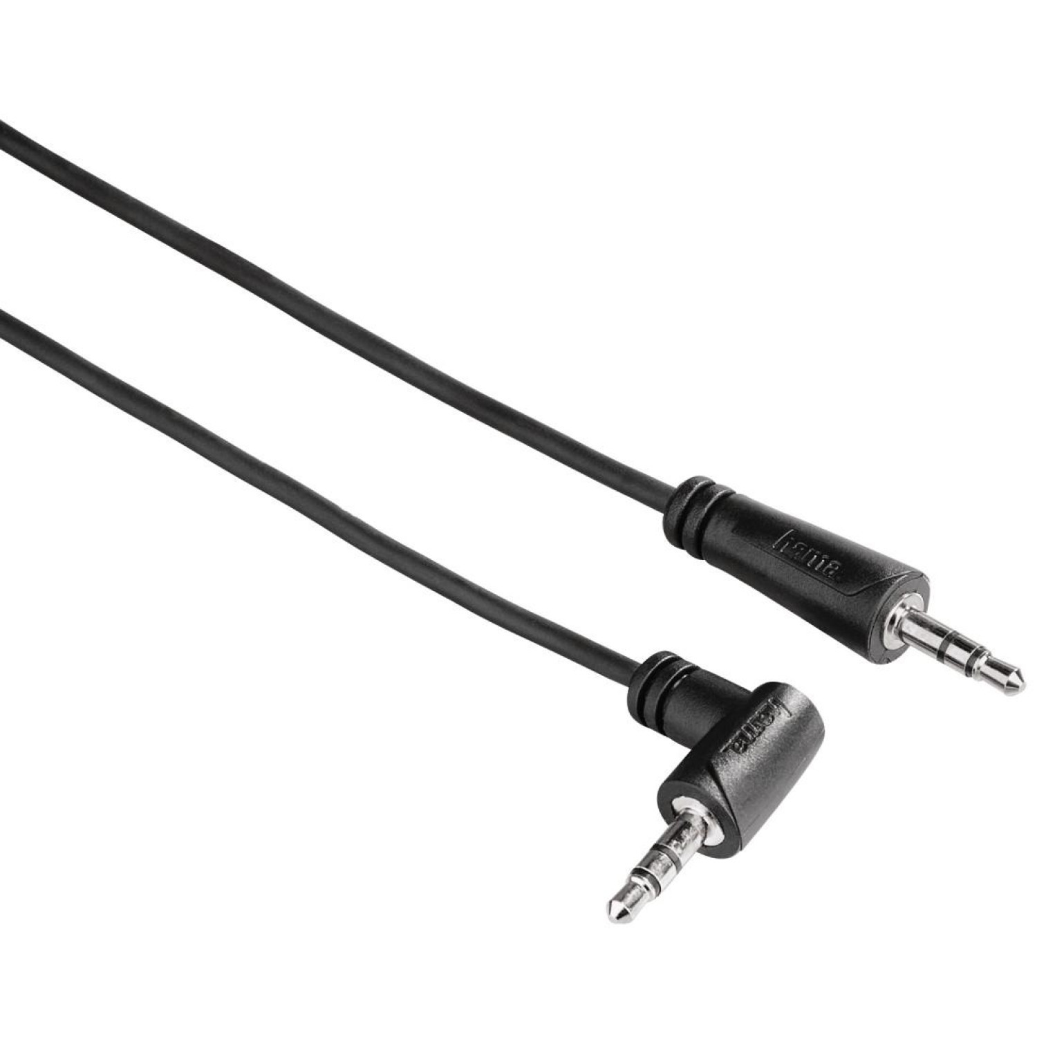 Аудио кабел HAMA 122312, 3.5мм стерео жак мъжко - 3.5мм стерео жак мъжко на 90°, 1.5м, Черен