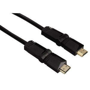 Кабел HAMA 122111, HDMI мъжко - HDMI мъжко, 4K, 3 м, Въртящ се конектори, Черен