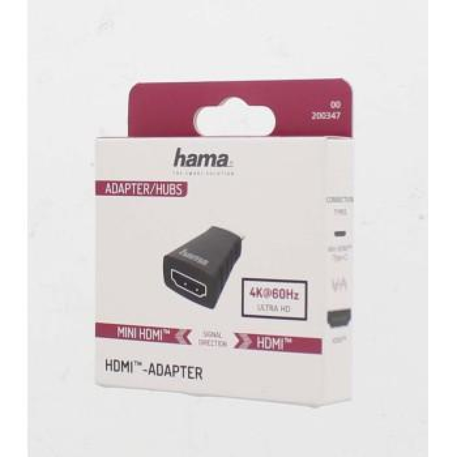 Адаптер HAMA 200347, Mini-HDMI мъжко - HDMI женско, Ultra-HD, 4K, Черен
