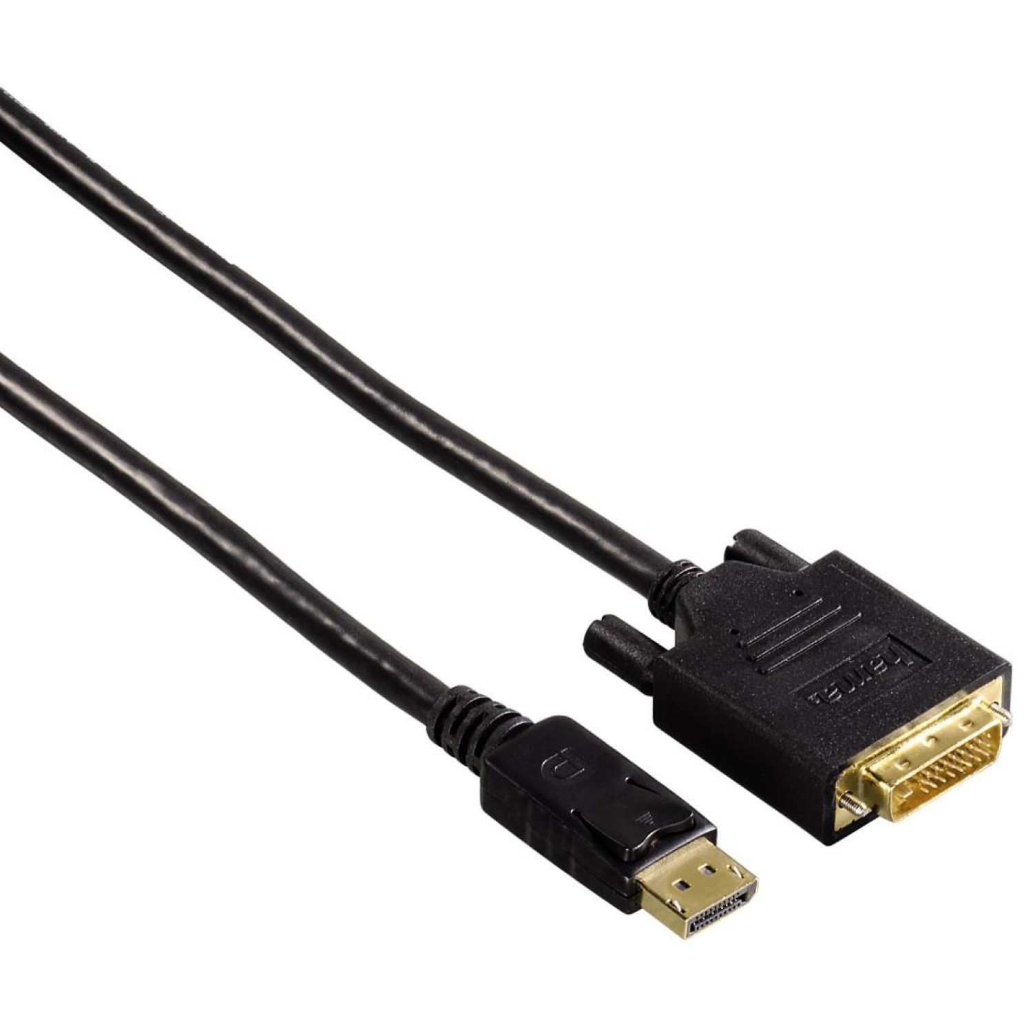 Адаптер HAMA 54593, DisplayPort мъжко - DVI мъжко, 1.8 m, 3 звезди, Позлатени конектори, Черен