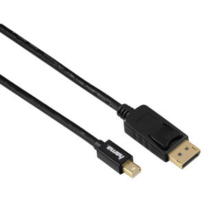 Кабел HAMA 54563 mini DisplayPort мъжко - DisplayPort мъжко, 1.8 m, Позлатени конектори, 3 звезди, Черен