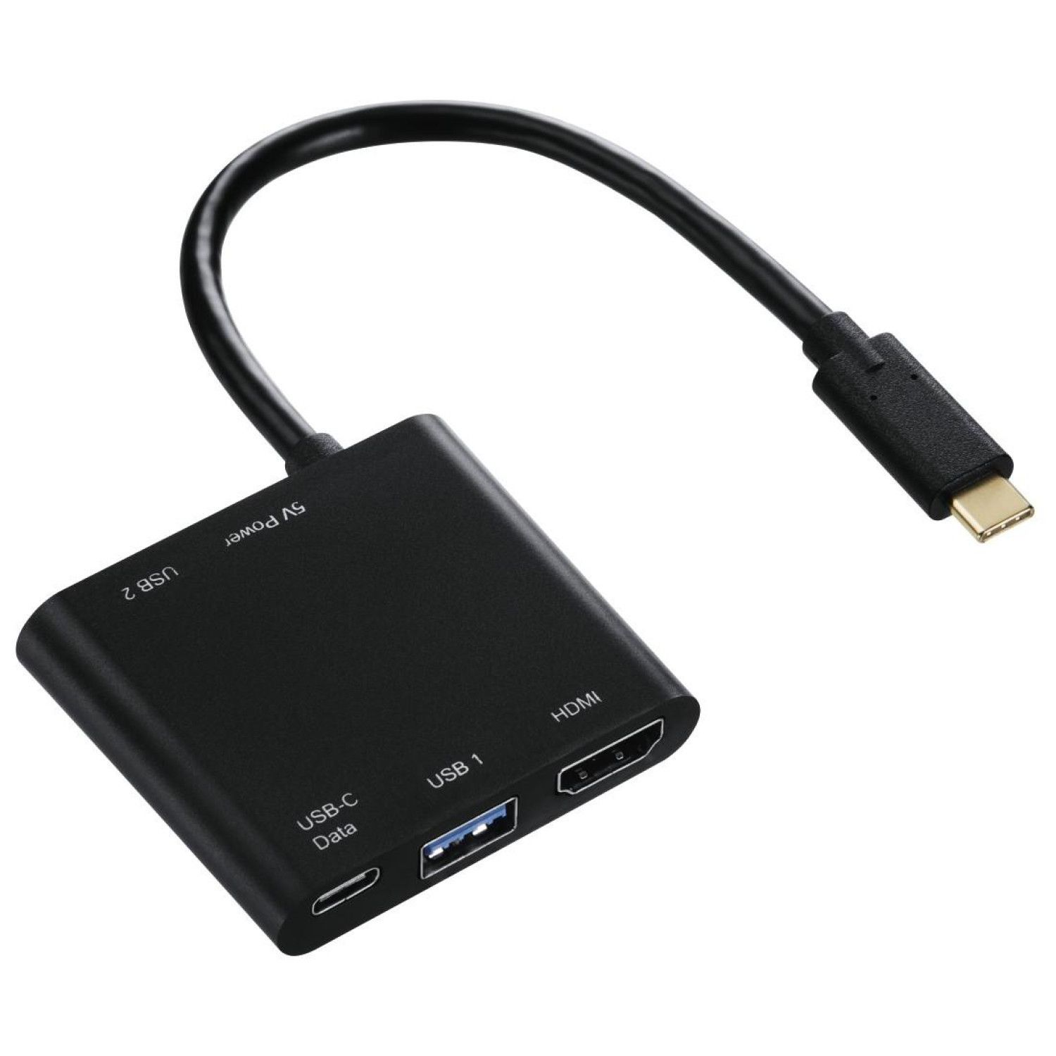 Адаптер HAMA 135729, 4 в 1, USB-C - 2 x USB 3.1, HDMI™, USB-C (данни+PD), Черен