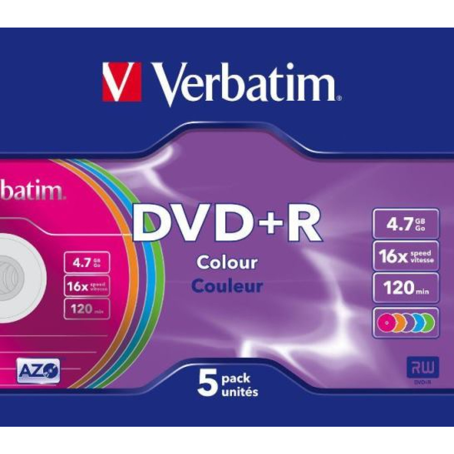 DVD-R Verbatim 4.7 GB ,16х Color slim case