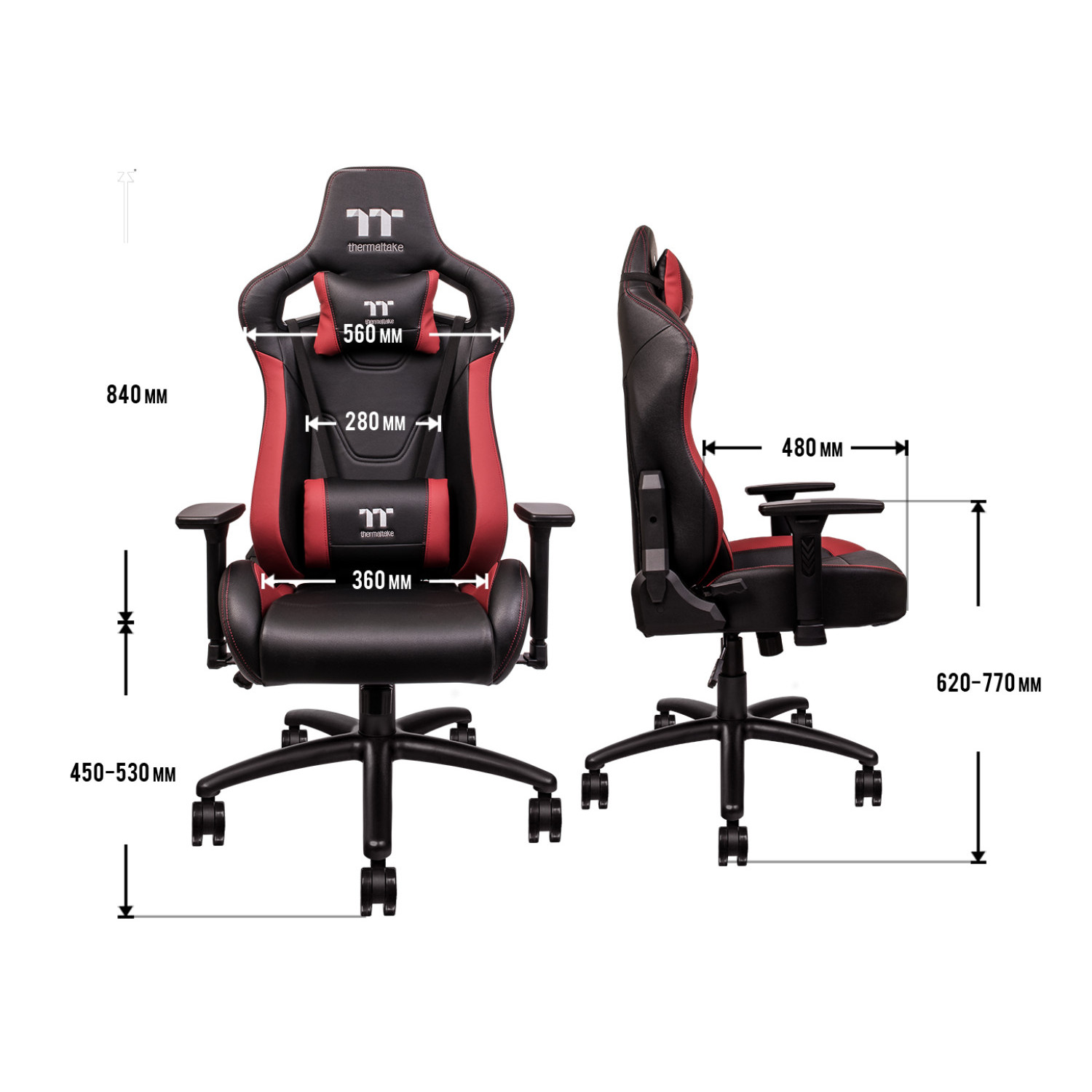 Геймърски стол TteSports U Fit, Черен/Червен