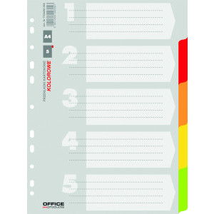 Разделители Office Products A4, картон, 5 цвята