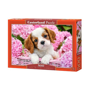 Пъзел Castorland Кученце в розови цветя, 500 елемента, B - 52233
