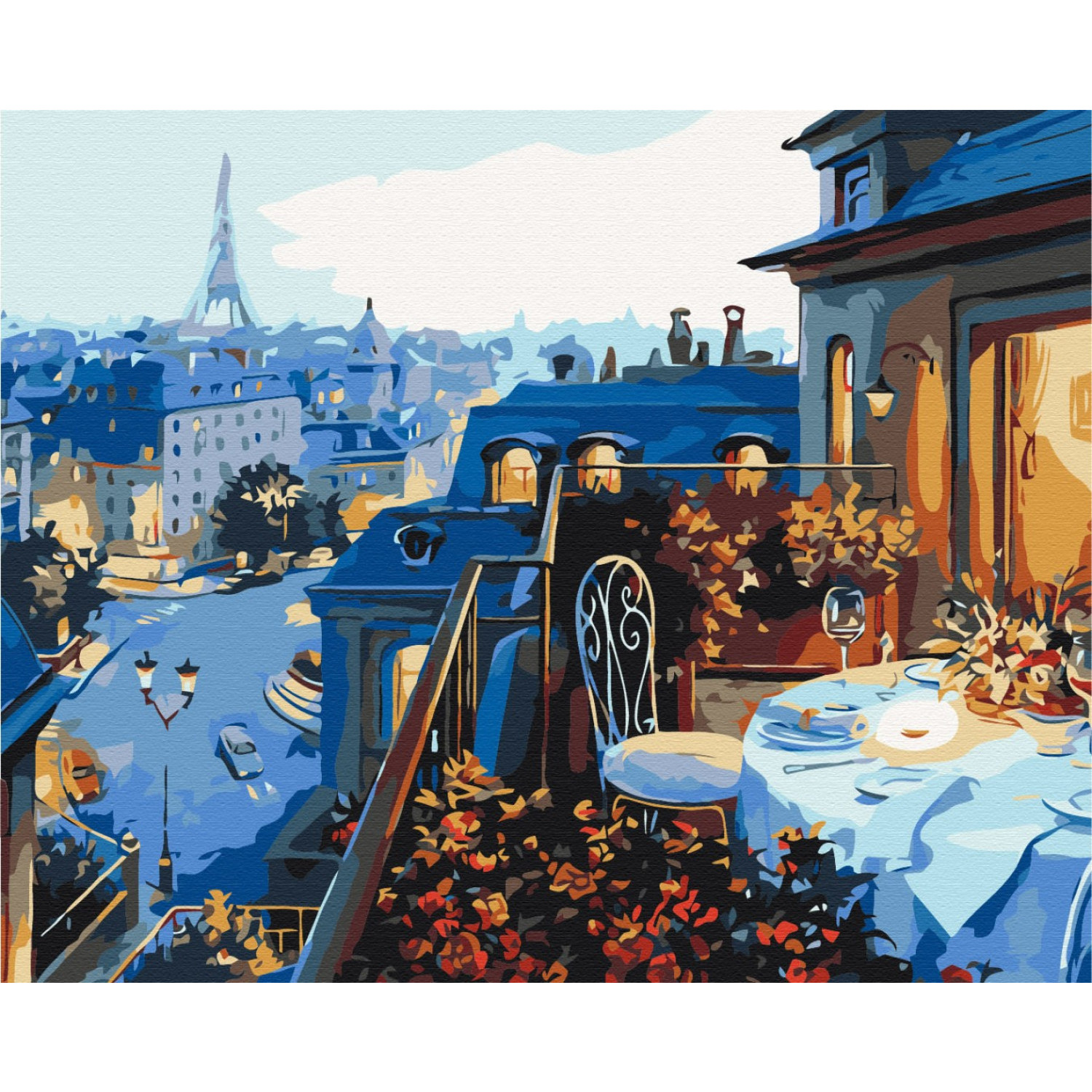 Рисуване по номера Гледка към Париж, с подрамка, 40х50 см.