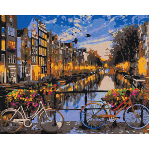 Рисуване по номера Залез в Амстердам, с подрамка, 40х50 см.