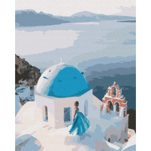 Рисуване по номера Гледка към Гърция, с подрамка, 40х50 см.