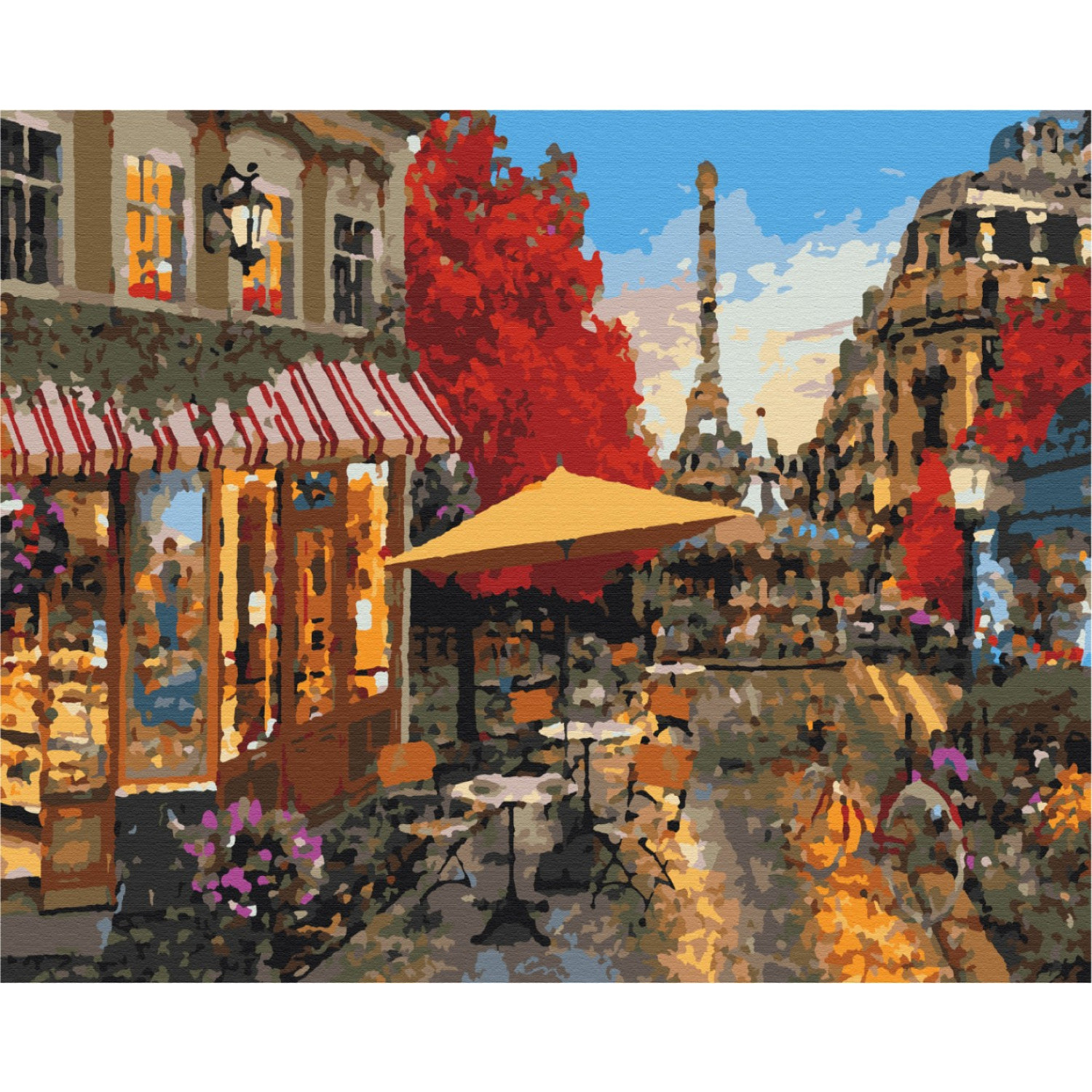 Рисуване по номера Улица в Париж, с подрамка, 40х50 см.