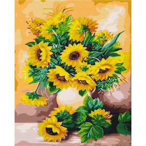 Рисуване по номера Букет от слънчогледи, с подрамка, 40х50 см.