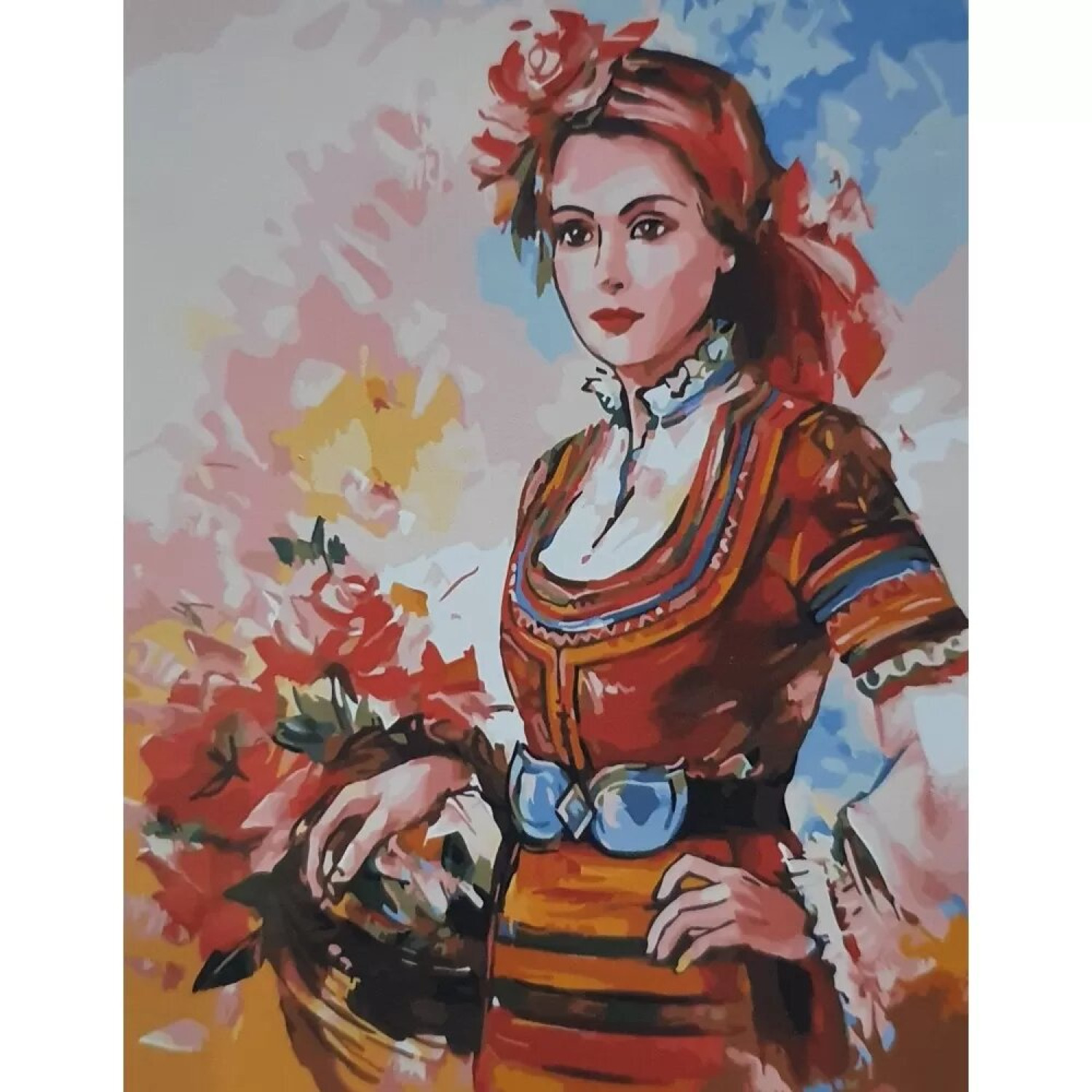 Рисуване по номера Една Българка (по оригинал на Миглена Кирилова), с подрамка, 40х50 см.