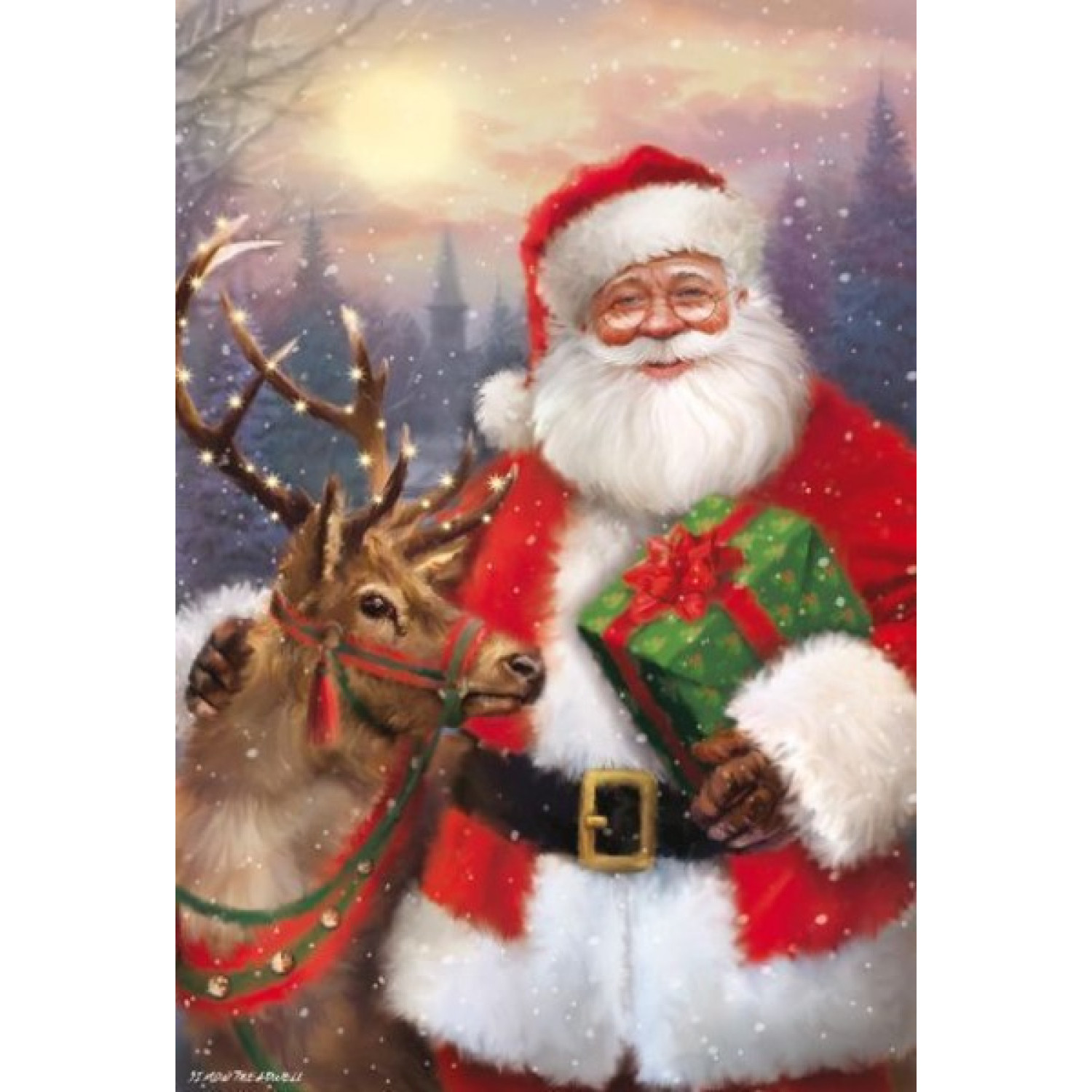 Диамантен гоблен Дядо Коледа с елен, 40x50 см.