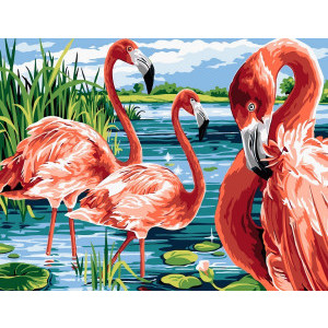 Рисуване по номера Фламинго, с подрамка, 40х50 см.