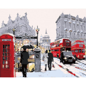 Рисуване по номера Лондон през зимата, с подрамка, 40х50 см.