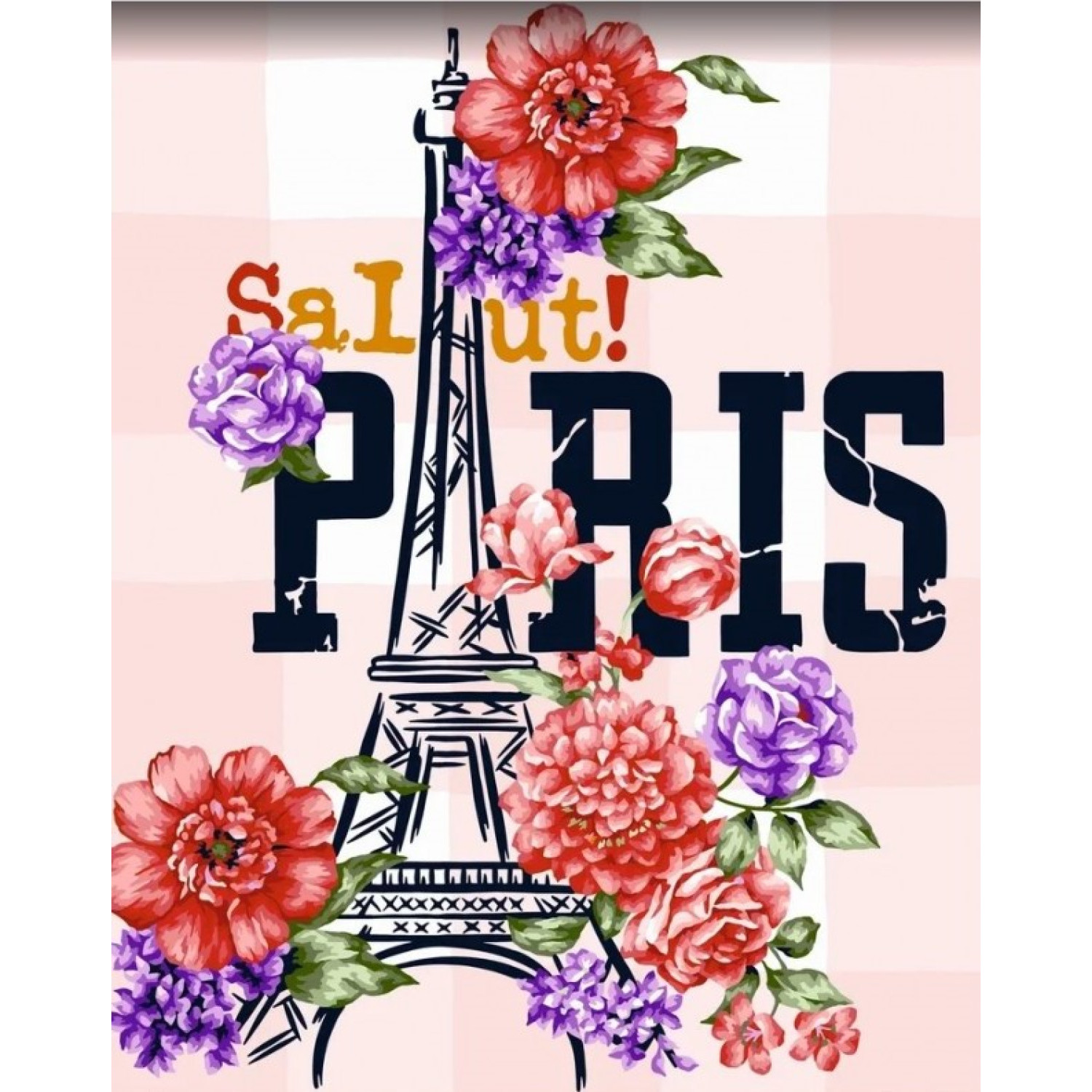 Рисуване по номера Поздрав от Париж, с подрамка, 40х50 см.