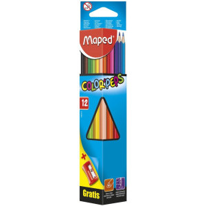 Цветни моливи Maped, Color Peps, 12 цвята, с острилка Vivo