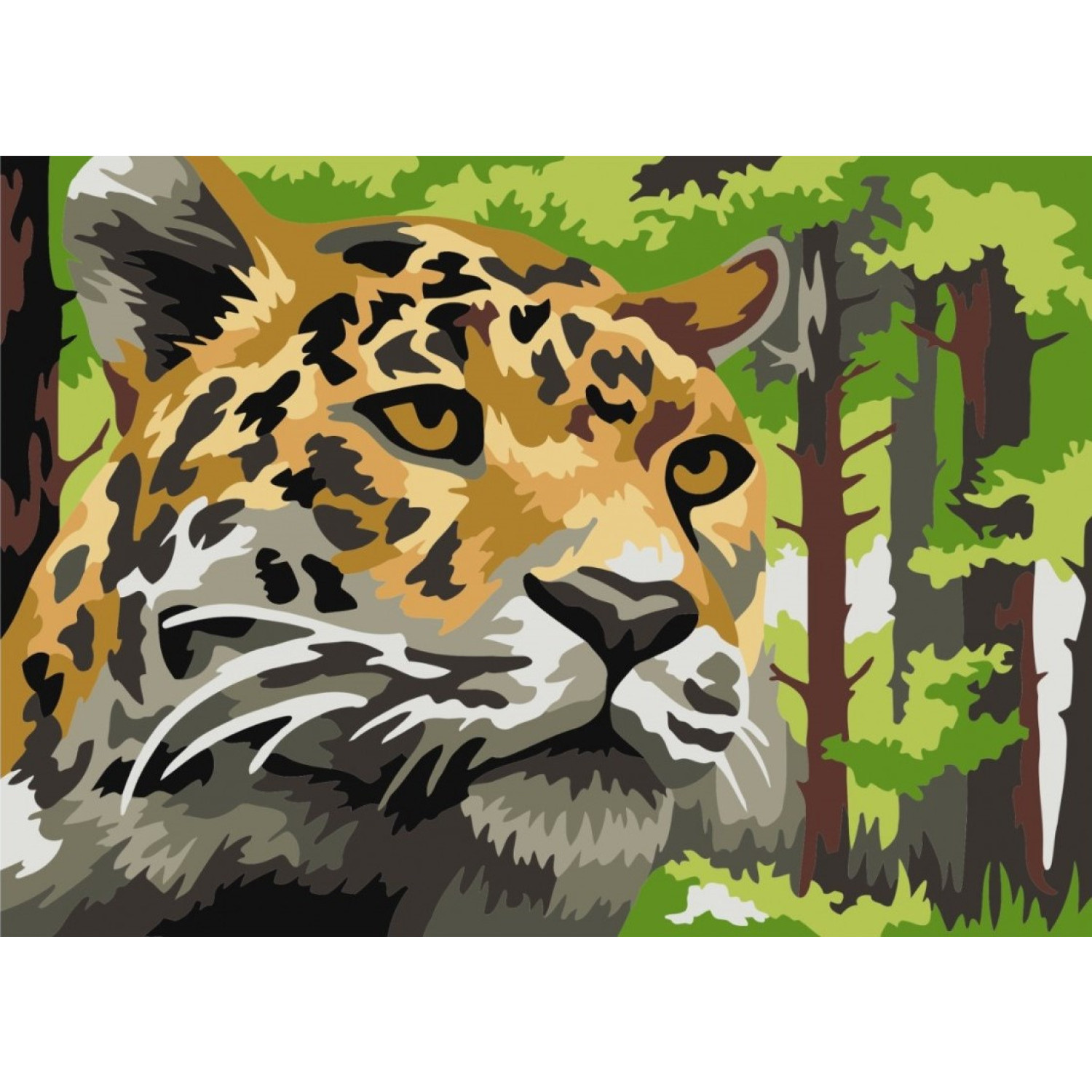 Рисуване по номера Леопард в гората, с подрамка, 13х16.5 см.