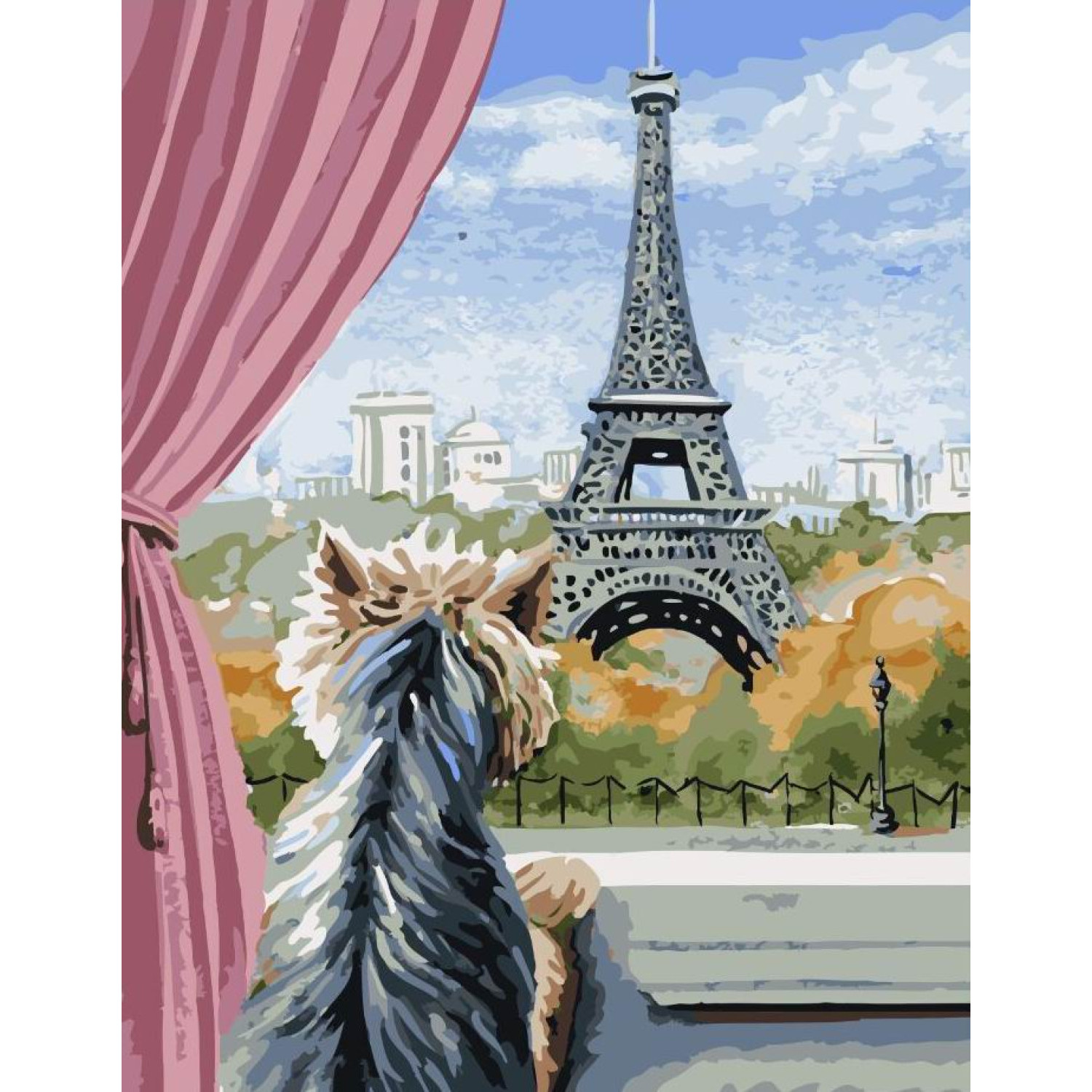 Рисуване по номера Париж през прозореца, с подрамка, 40х50 см.