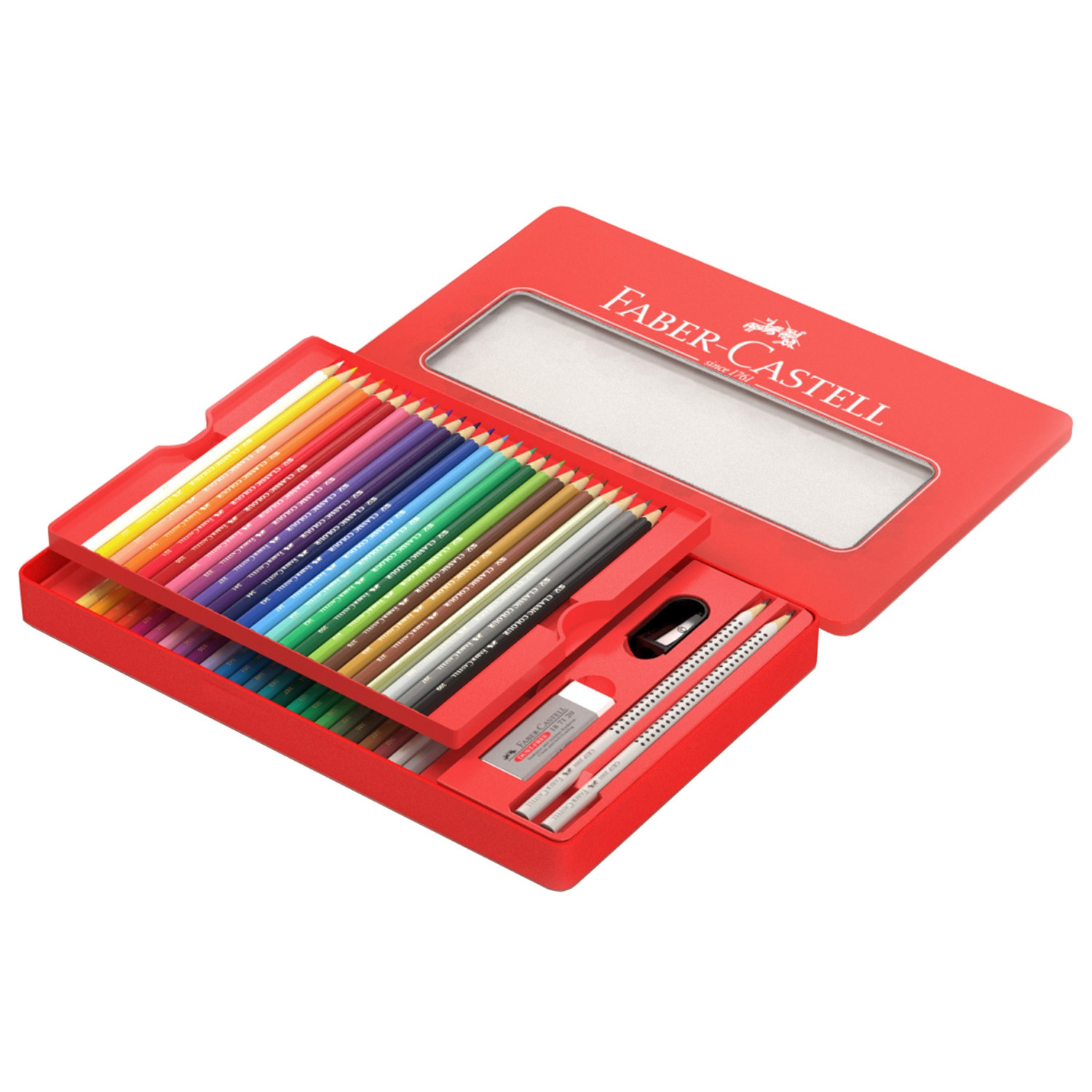 Цветни моливи Faber-Castell, метална кутия, 48 цвята