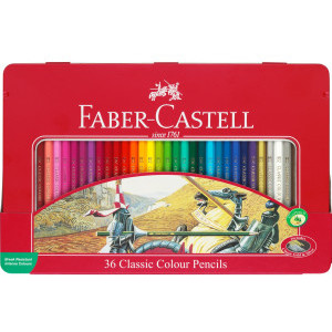 Цветни моливи Faber-Castell, метална кутия, 36 цвята