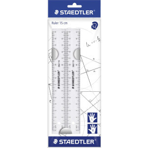 Линия Staedtler, прозрачна, 15 см, два броя в опаковка, блистер