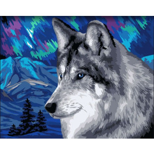 Рисуване по номера Полярен вълк, с подрамка, 40х50 см.