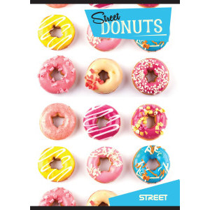 Тетрадка Street Donuts А4, 60 листа, ред, офсет