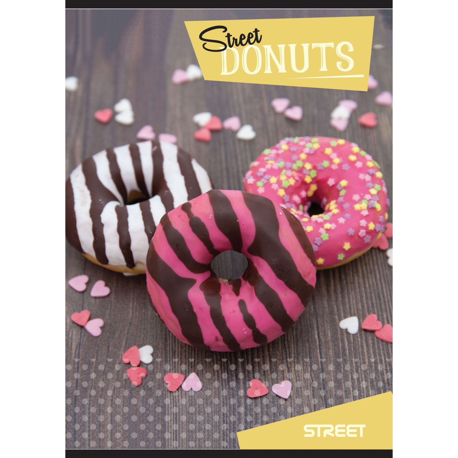 Тетрадка Street Donuts А4, 60 листа, ред, офсет