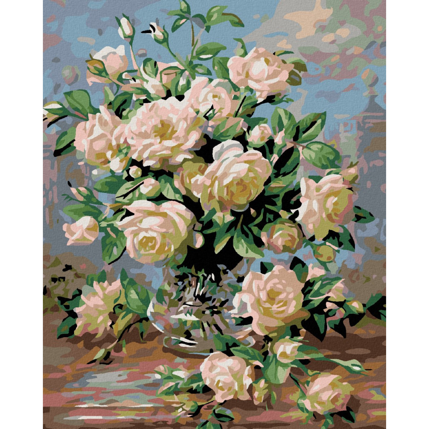 Рисуване по номера Букет от бели рози, с подрамка, 40х50 см.