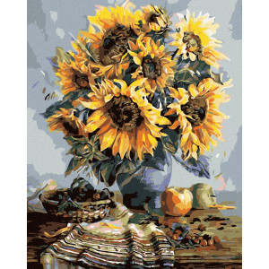 Рисуване по номера Букет от слънчогледи, с подрамка, 40х50 см.