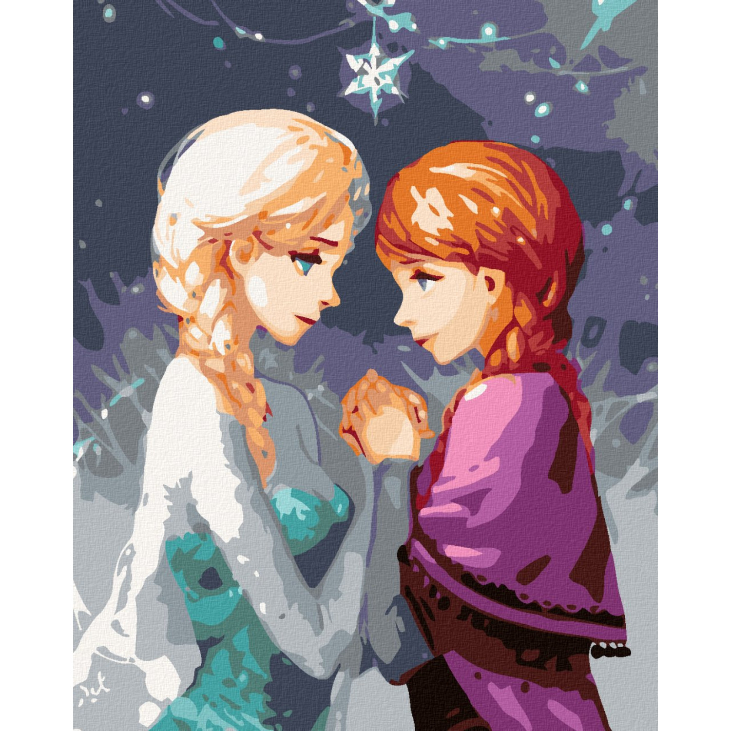 Рисуване по номера Frozen - Елза и Анна, с подрамка, 40х50 см.