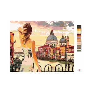 Рисуване по номера Жена във Венеция, с подрамка, 40х50 см.