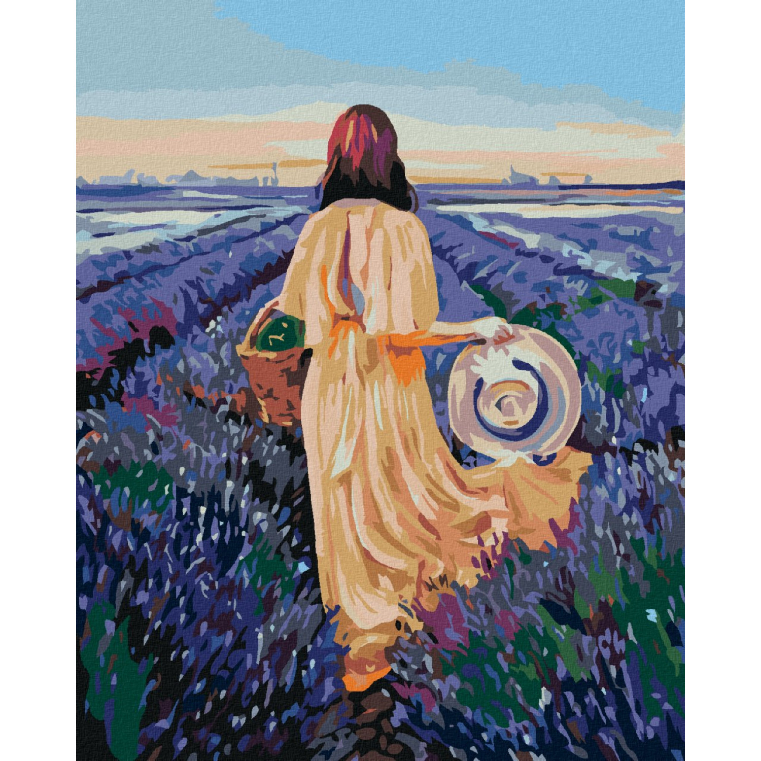Рисуване по номера Жена в лавандулово поле, с подрамка, 40х50 см.