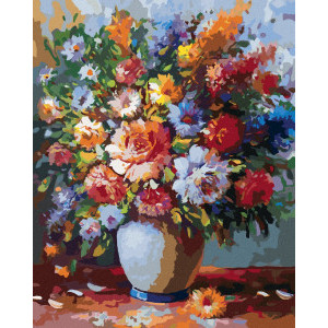 Рисуване по номера Цветя във ваза, с подрамка, 40х50 см.