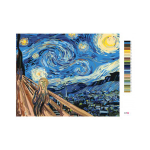 Рисуване по номера Звездна нощ, Ван Гог, с подрамка, 40х50 см.