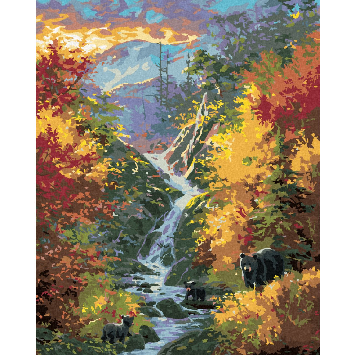 Рисуване по номера Река и есенни дървета, с подрамка, 40х50 см.