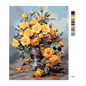 Рисуване по номера Букет от рози, с подрамка, 40х50 см.