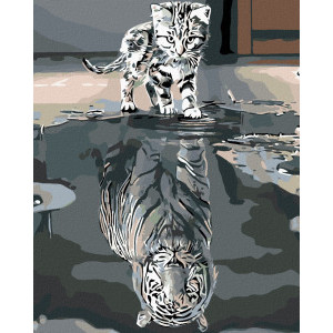 Рисуване по номера Коте и тигър, с подрамка, 40х50 см.