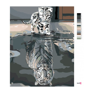 Рисуване по номера Коте и тигър, с подрамка, 40х50 см.