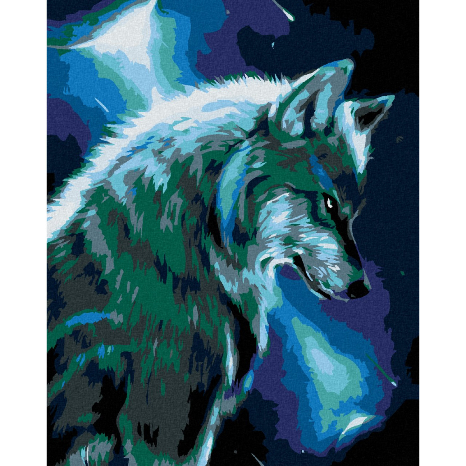 Рисуване по номера Вълк на лунна светлина, с подрамка, 40х50 см.