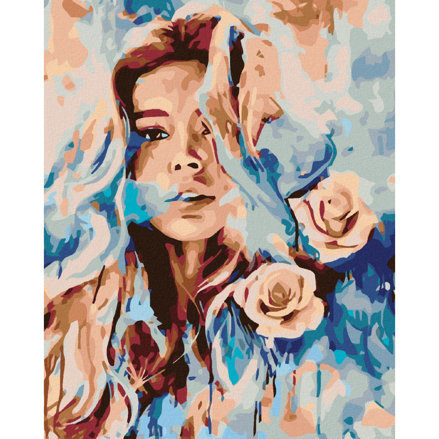 Рисуване по номера Жена с рози, с подрамка, 40х50 см.