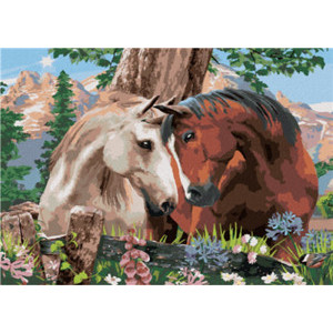 Диамантен гоблен Влюбени коне, 30x40 см.