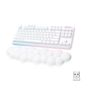 Безжична геймърска механична клавиатура Logitech G G715, TKL, Linear, RGB LED, US Layout, бяла