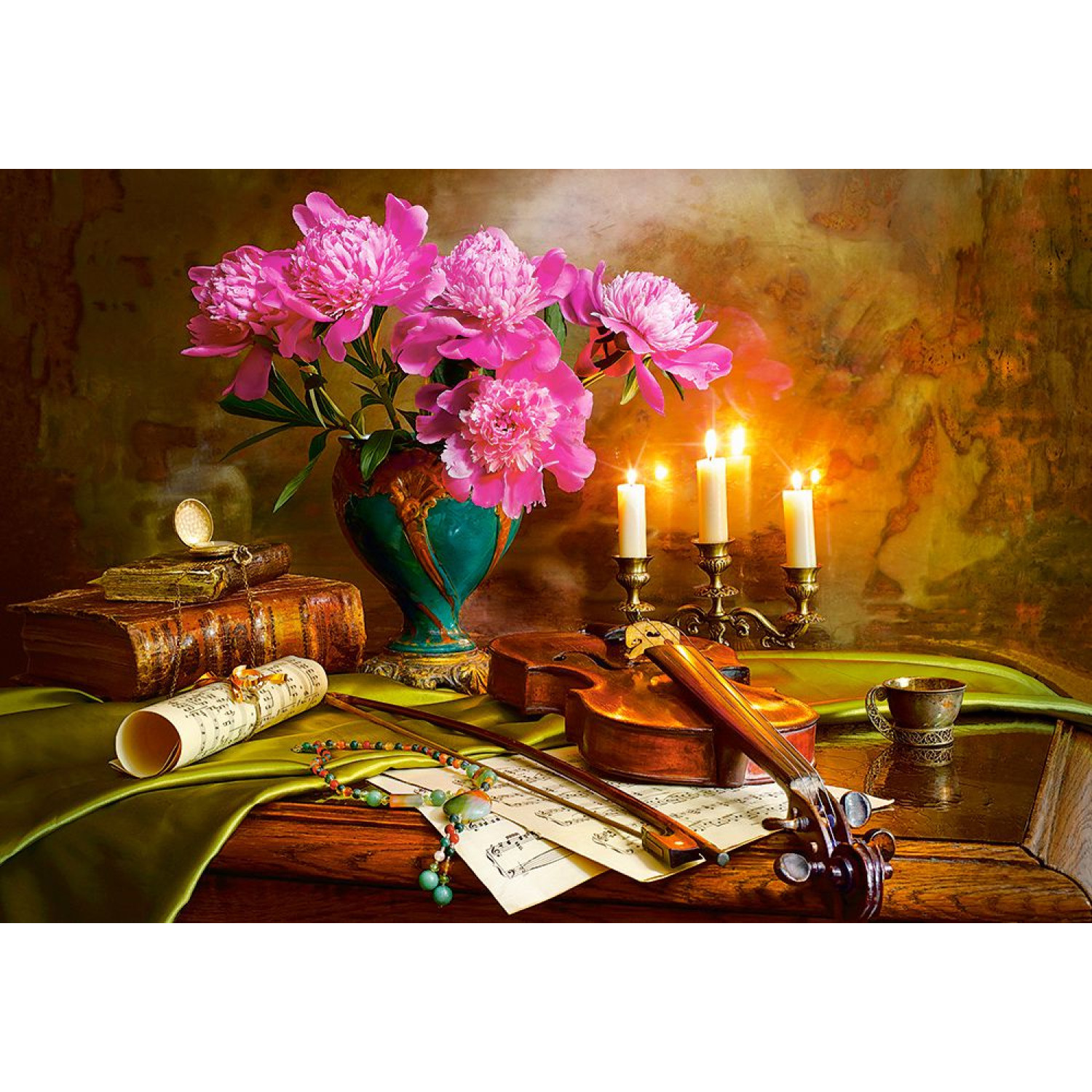 Пъзел Castorland Цигулка и цветя, 1500 елемента, C-151530
